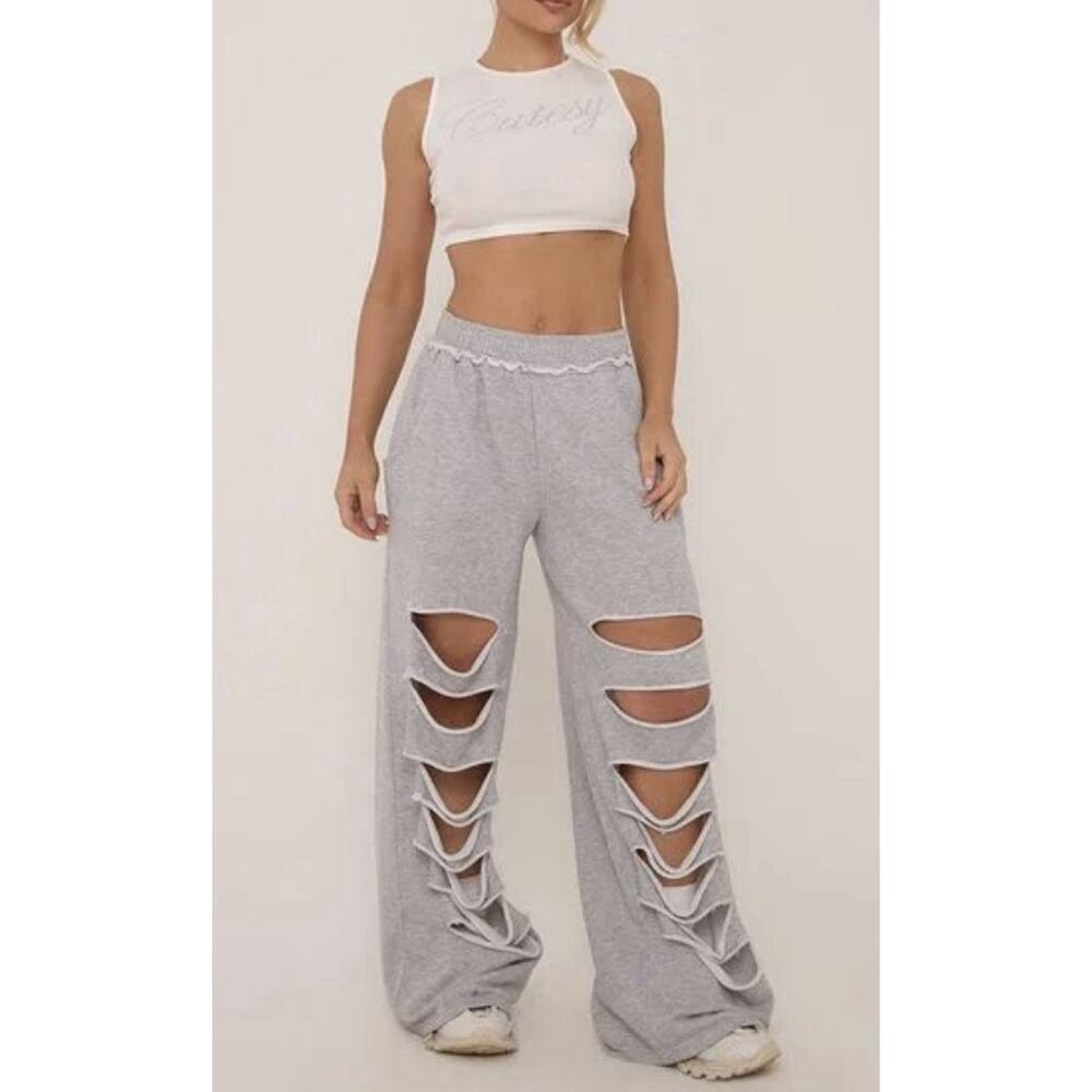 Sole Club Preppy Cotton y 2K Baggy Pants Wide Leg Size L A005777